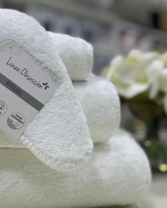 Linen Obsession "Ritual" Bath Towels Collection in White