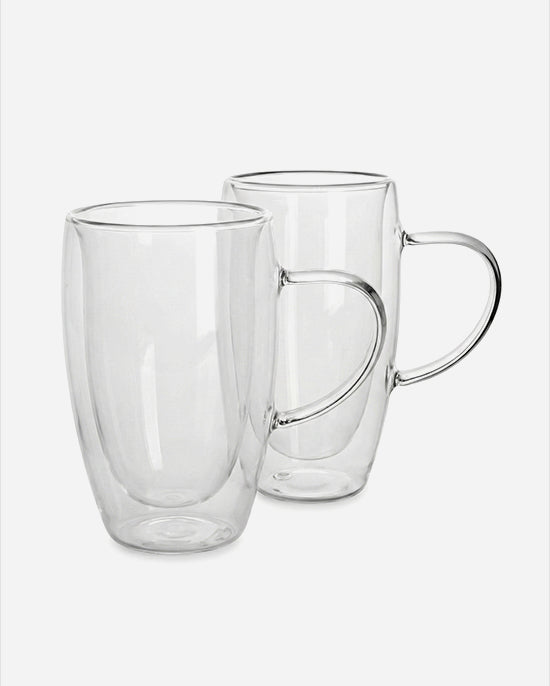 Cuisine Art Borosilicate Double Wall Glass Handle Set 450ml 2Pc