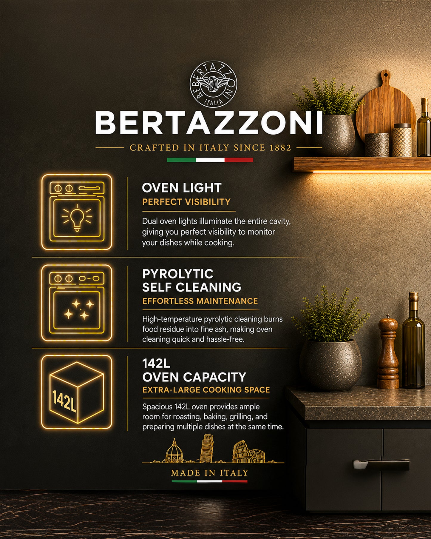 Bertazzoni Professional Series Gas Range Cooker with Electric Oven 90x60, Stainless Steel