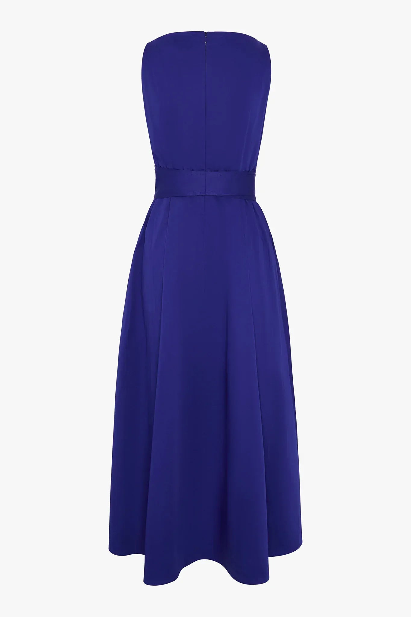 Harper Slash Neck Cotton Sleeveless Dress in Blue