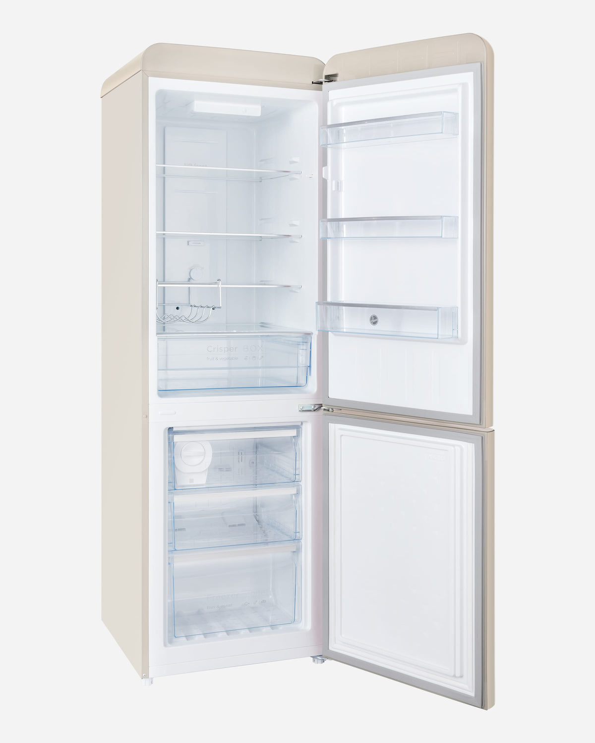 Hoover Bottom Mount Refrigerator, Retro Style, Total No Frost, 300 L, Cream – HBR-M300-RC (ESMA Certified)
