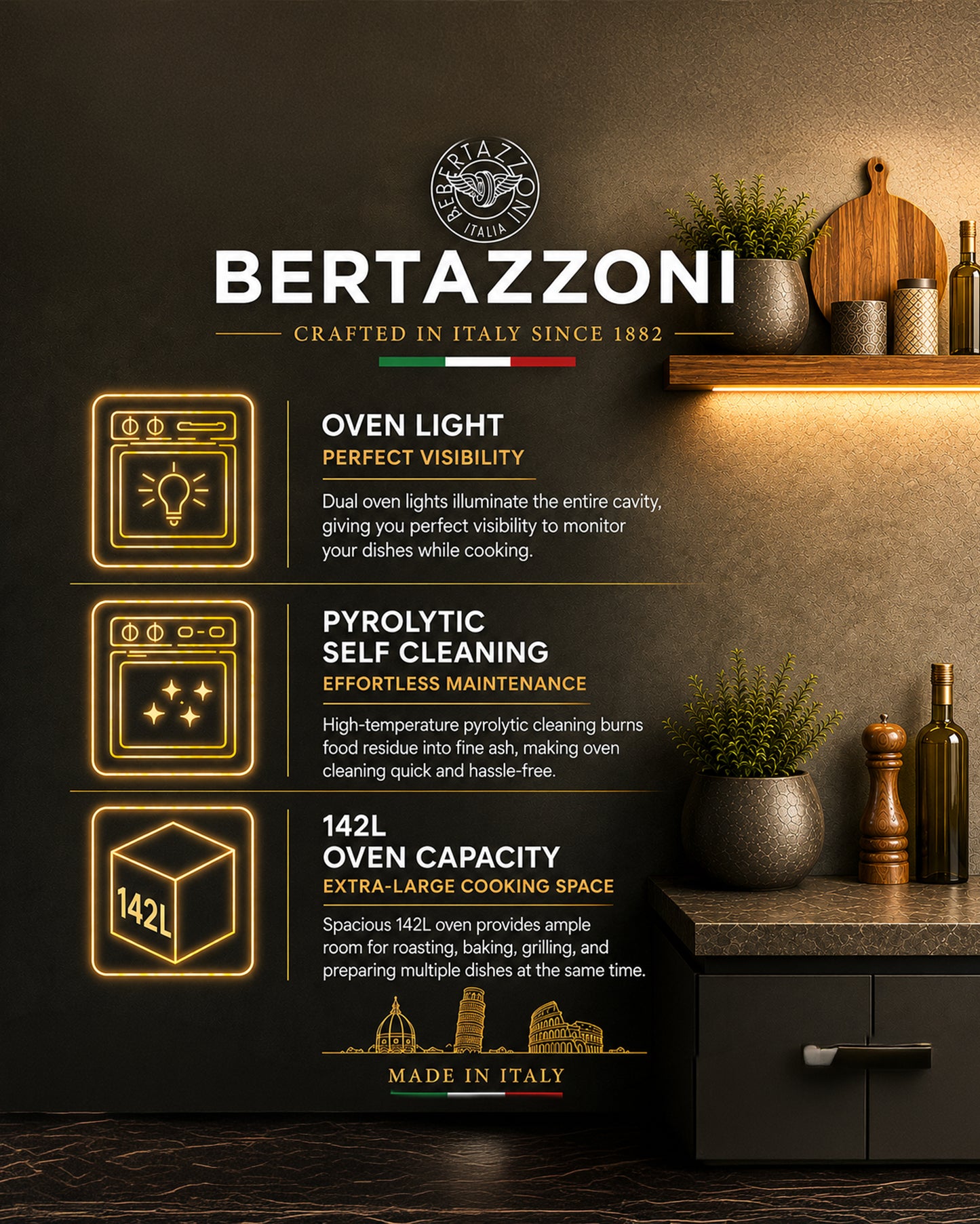Bertazzoni Gas Range Cooker with Electric Oven & Dual Fan 90x60, Stainless Steel