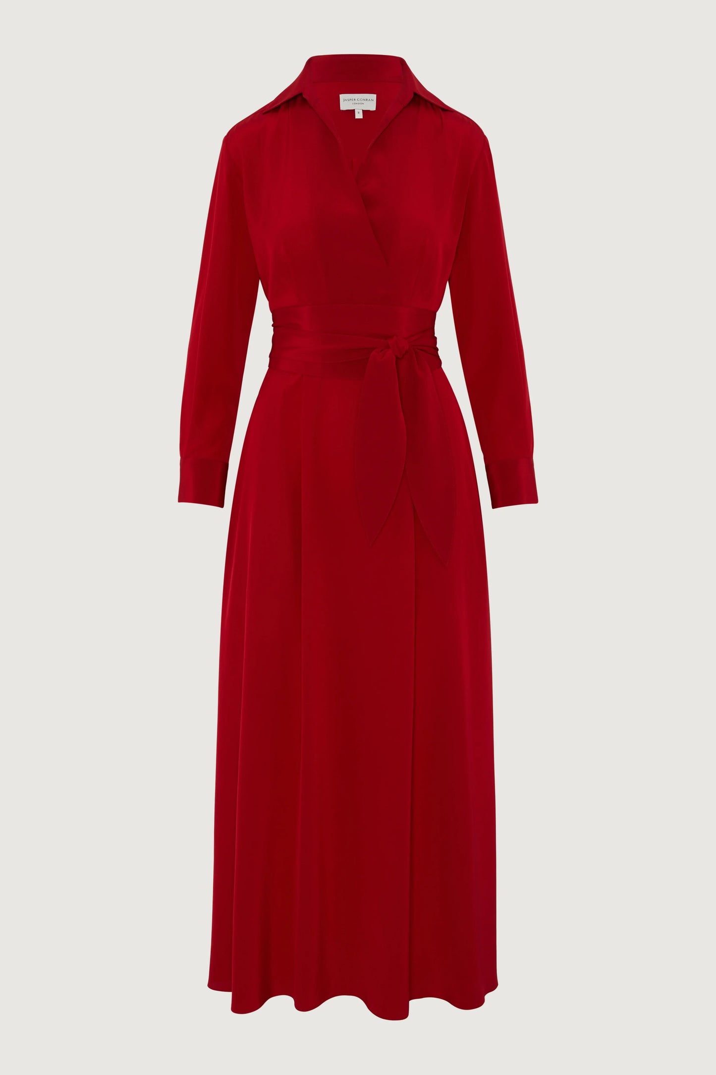 Celia Maxi Silk Wrap Dress in Red