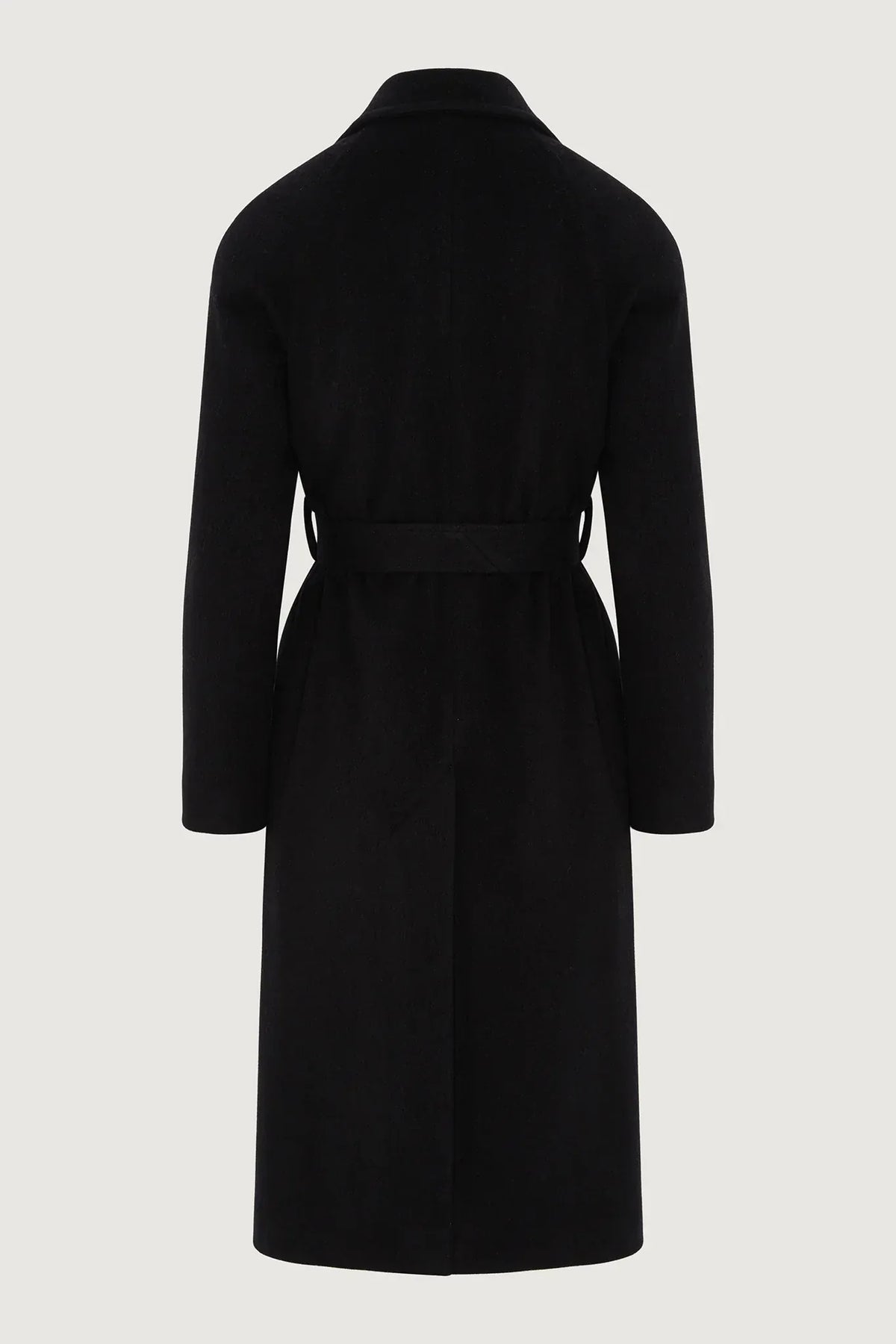 Geraldine Wool Blend Long Coat in Black
