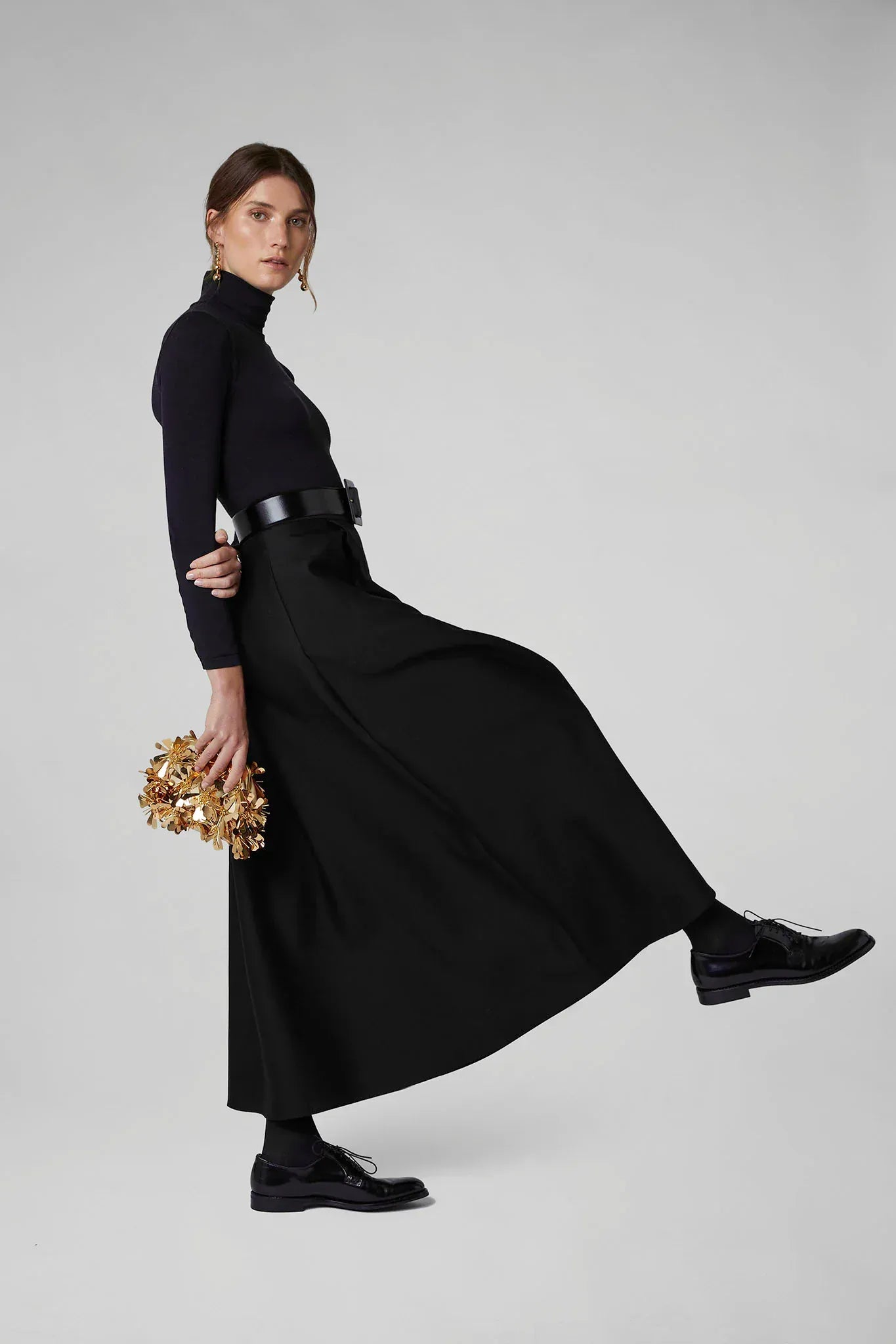 Gwen Wool Silk Skirt in Red