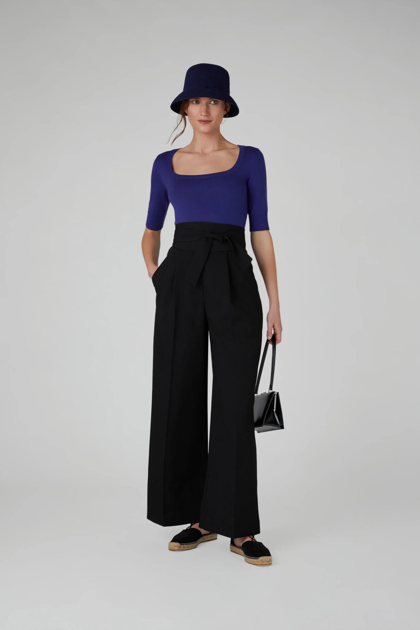 Georgia Wide Leg Trouser in Black