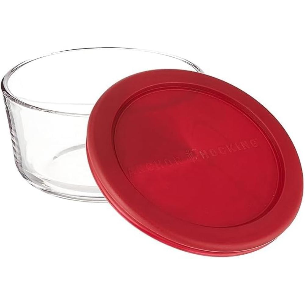 Anchor Hocking 6 Piece, Round Food Storage Container Set - 92001, Value Pack, (472ml/946ml/1.7l), Navy Blue / Red Lid