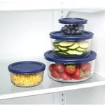 Anchor Hocking Glass Food Storage Containers with Navy Blue / Red Lids, 8 Piece Set, 13349, (236ml/472ml/972ml/1.7l)