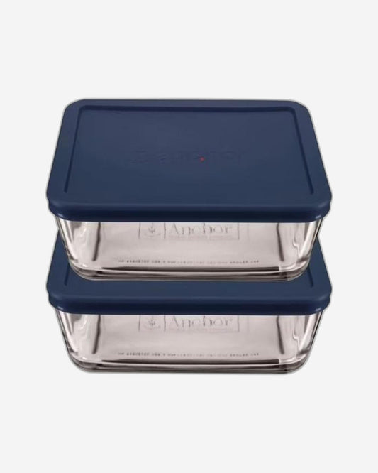 Anchor Hocking Sandwich Value Pack 4 pc,Container 2x1.1L, 13174, Navy Blue / Red Lid