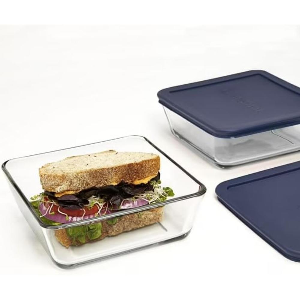 Anchor Hocking Sandwich Value Pack 4 pc,Container 2x1.1L, 13174, Navy Blue / Red Lid