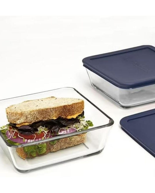 Anchor Hocking Sandwich Value Pack 4 pc,Container 2x1.1L, 13174, Navy Blue / Red Lid