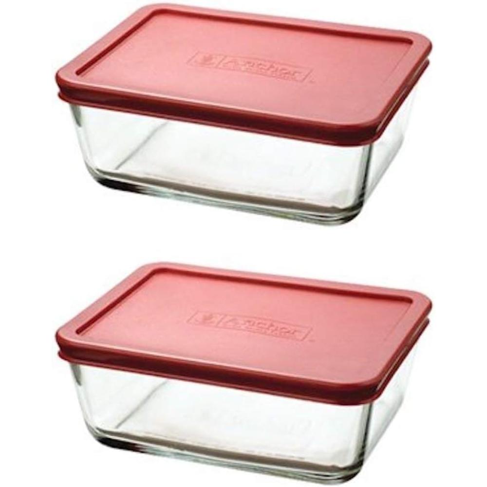 Anchor Hocking Sandwich Value Pack 4 pc,Container 2x1.1L, 13174, Navy Blue / Red Lid