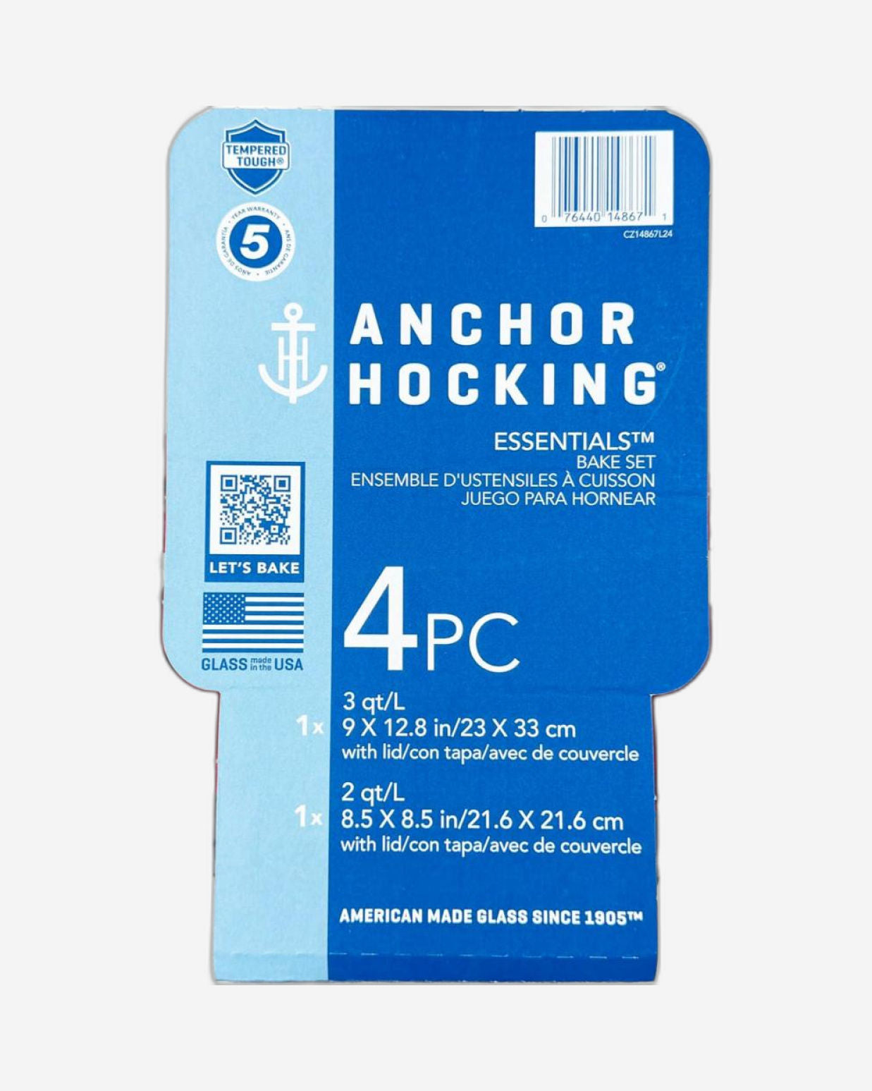 Anchor Hocking Bakeware Set 4Pc Glass