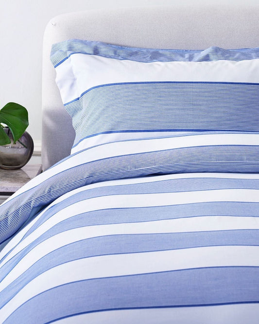 Jasper Conran "Dyed Jacquard" Duvet Cover Set in Blue Pinstripe