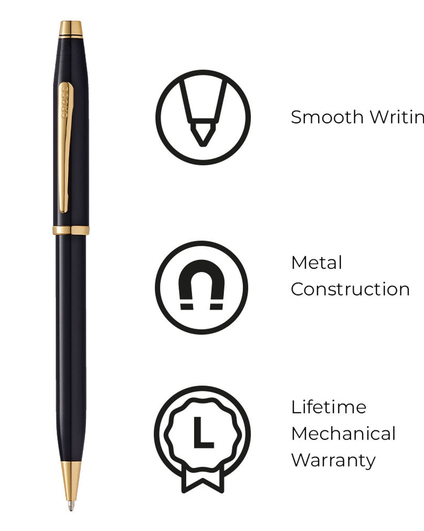 Cross Century® Ii Black Lacquer With 23Kt Gold-Plated Appointments Ballpoint Pen412WG-1