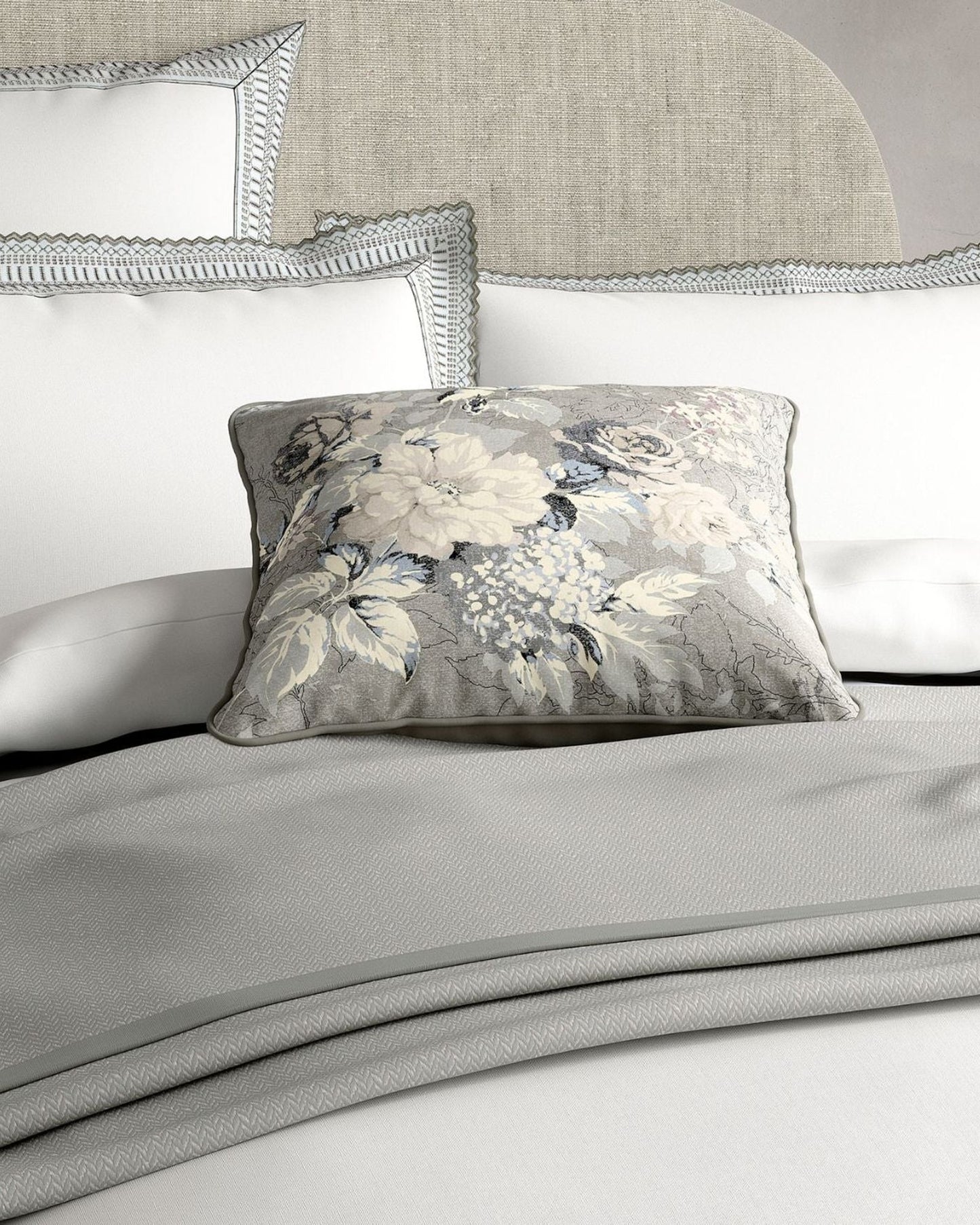 Bedeck of Belfast "Astrid" Duvet Cover and Oxford Pillowcase in White/Silver