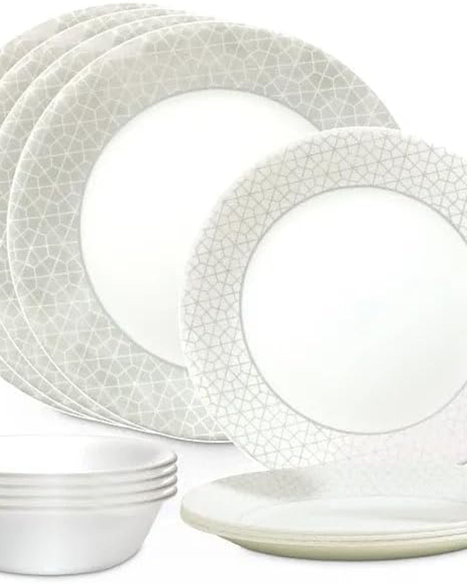 Corelle Knox 12-piece Dinnerware Set, Service for 4. (1150440) - Includes 4 x Dinner Plates, Side Plates & Bowls