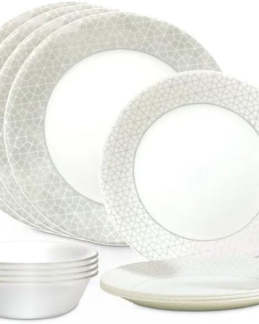 Corelle Knox 12-piece Dinnerware Set, Service for 4. (1150440) - Includes 4 x Dinner Plates, Side Plates & Bowls