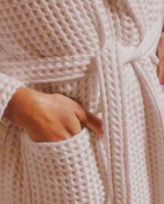 Christy "Waffle Robe" Bath Robe in Blush