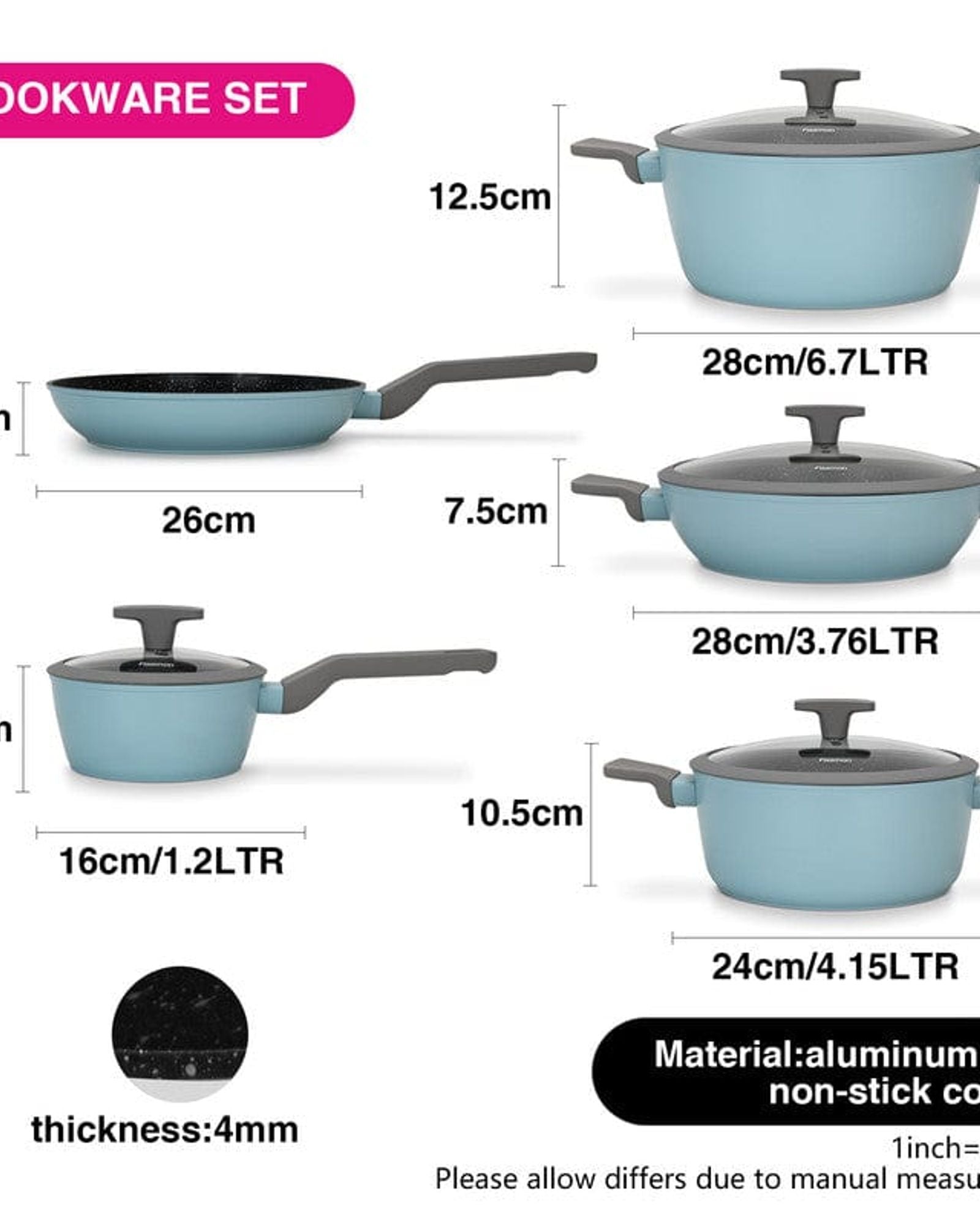 Fissman Cookware Set Velia 9 Pcs With Aluminium And Non Stick Coating