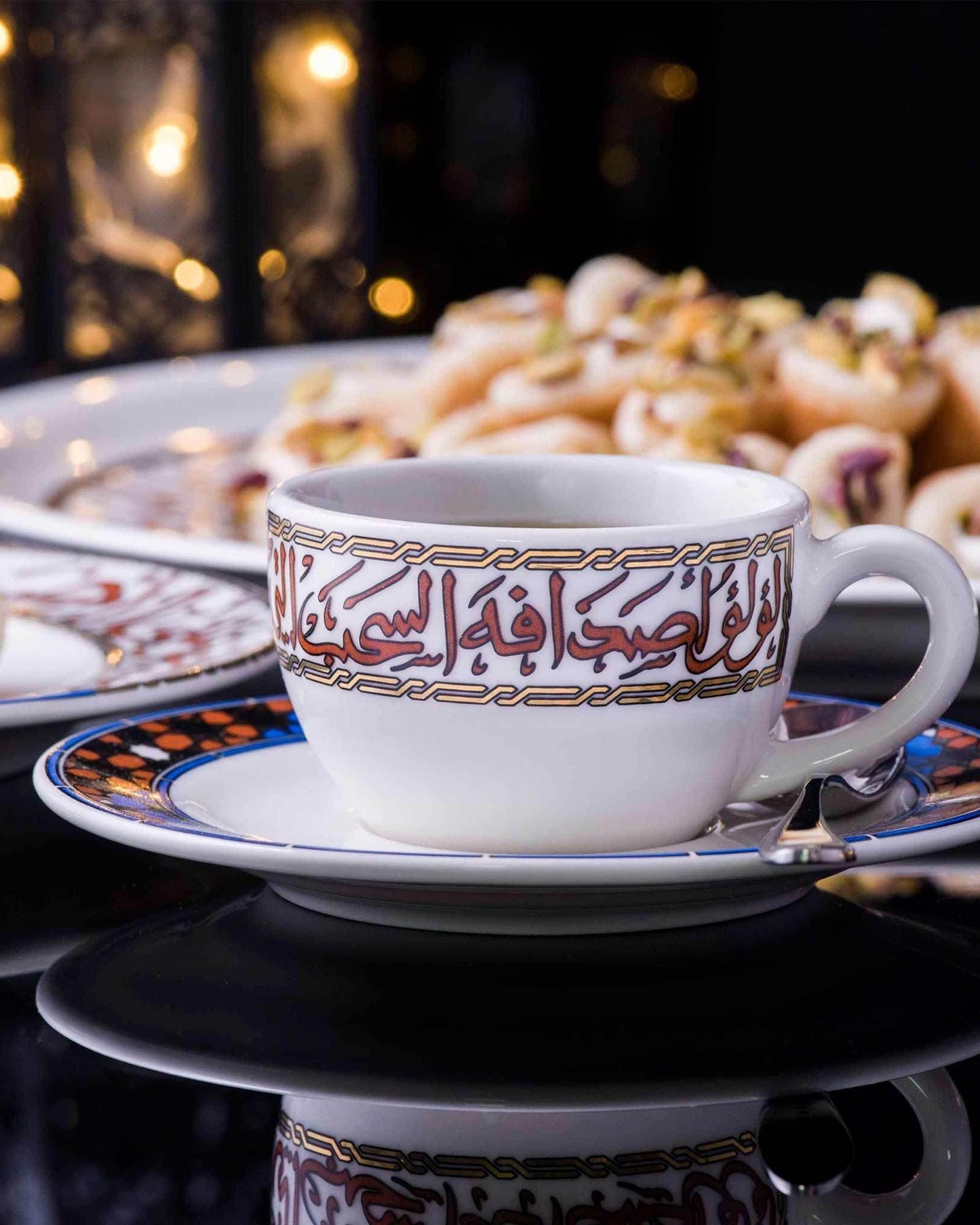 Dimlaj Melange Coffee Cups & Saucers 6Pc Gold & Brown