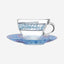 Dimlaj Melange Tea Cups & Saucers 6Pc Platinum & Blue