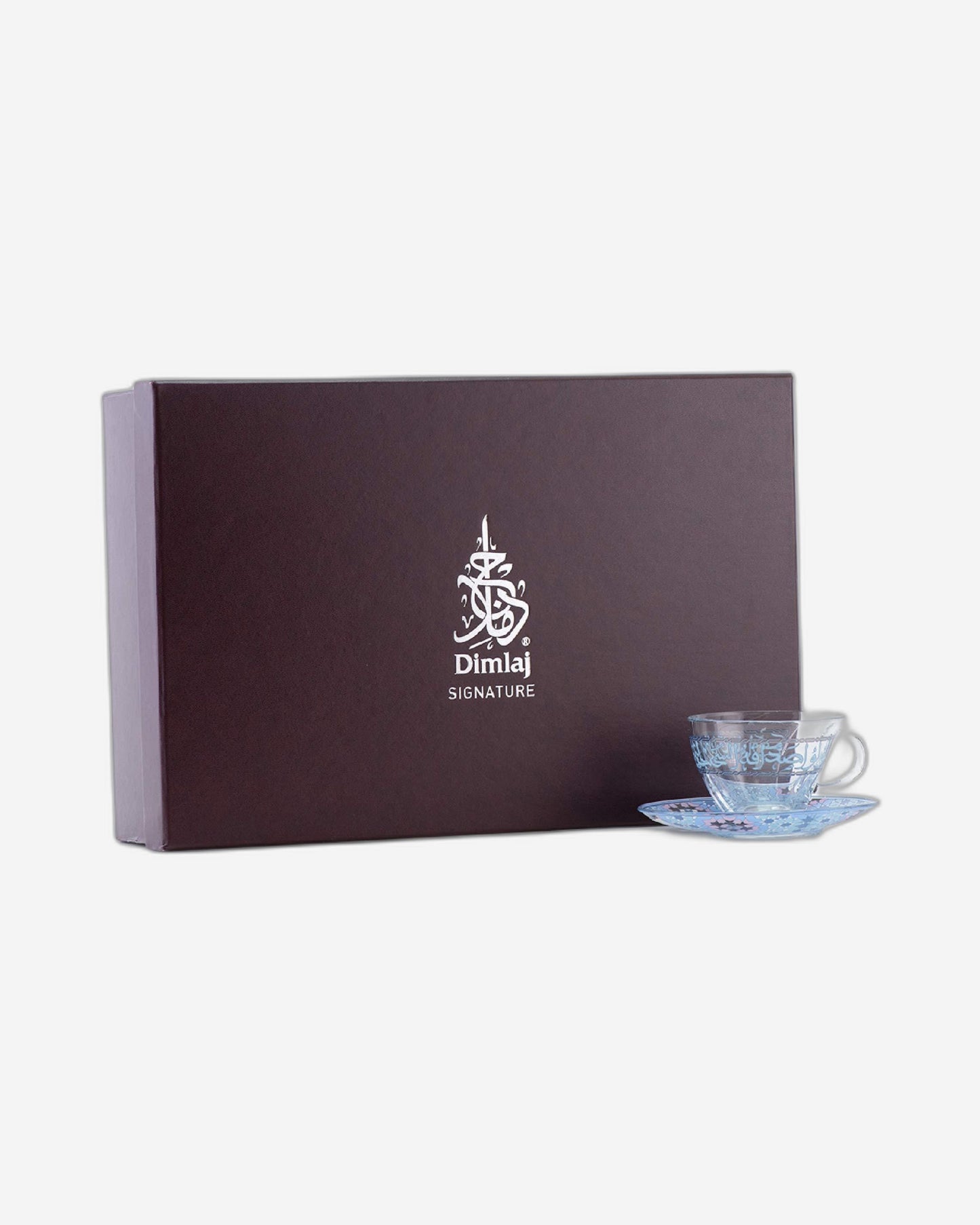 Dimlaj Melange Tea Cups & Saucers 6Pc Platinum & Blue