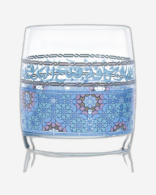 Dimlaj Melange Set of 6 Pcs Short Tumblers (Platinum & Blue)