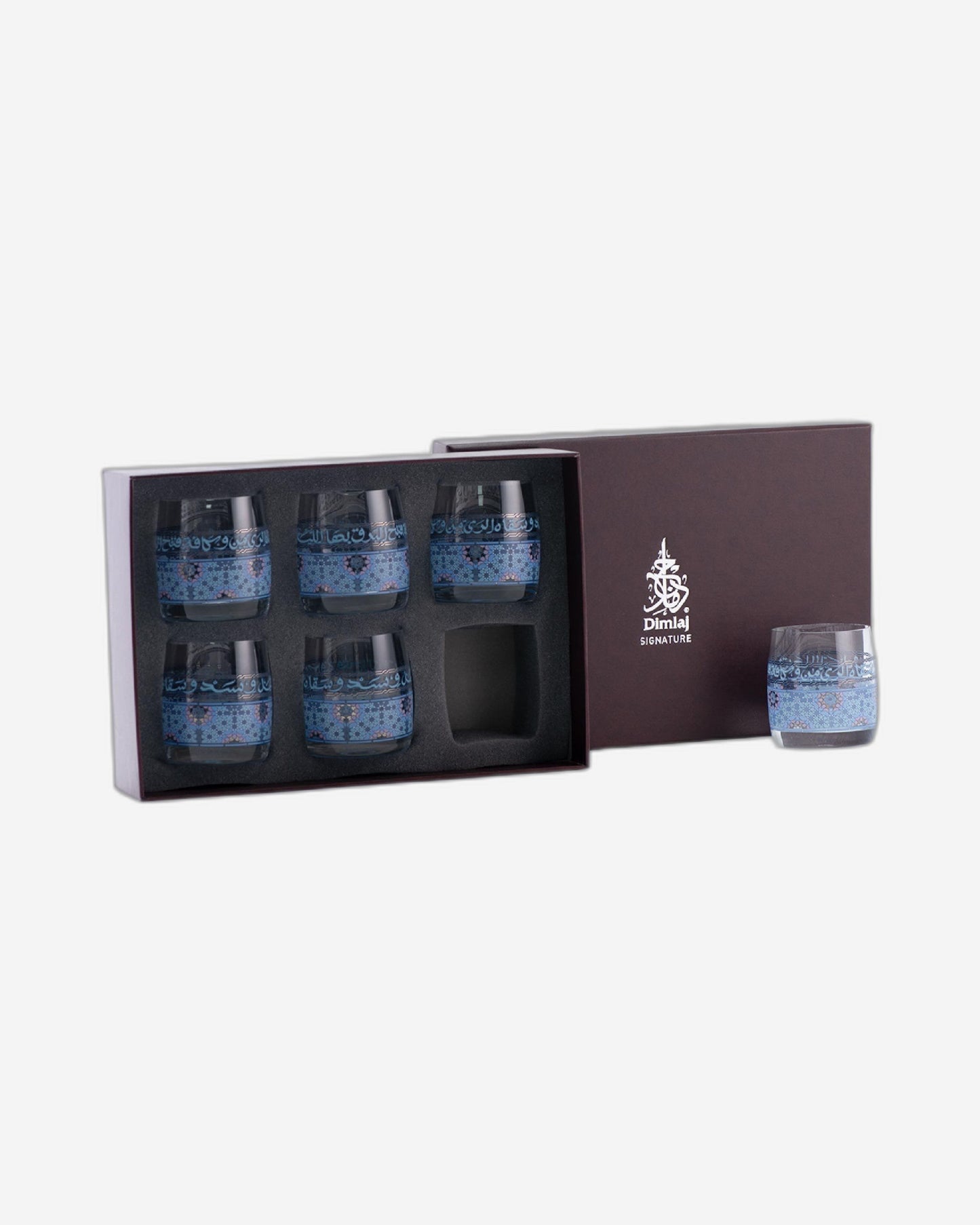 Dimlaj Melange Short Tumblers 6Pc Platinum & Blue
