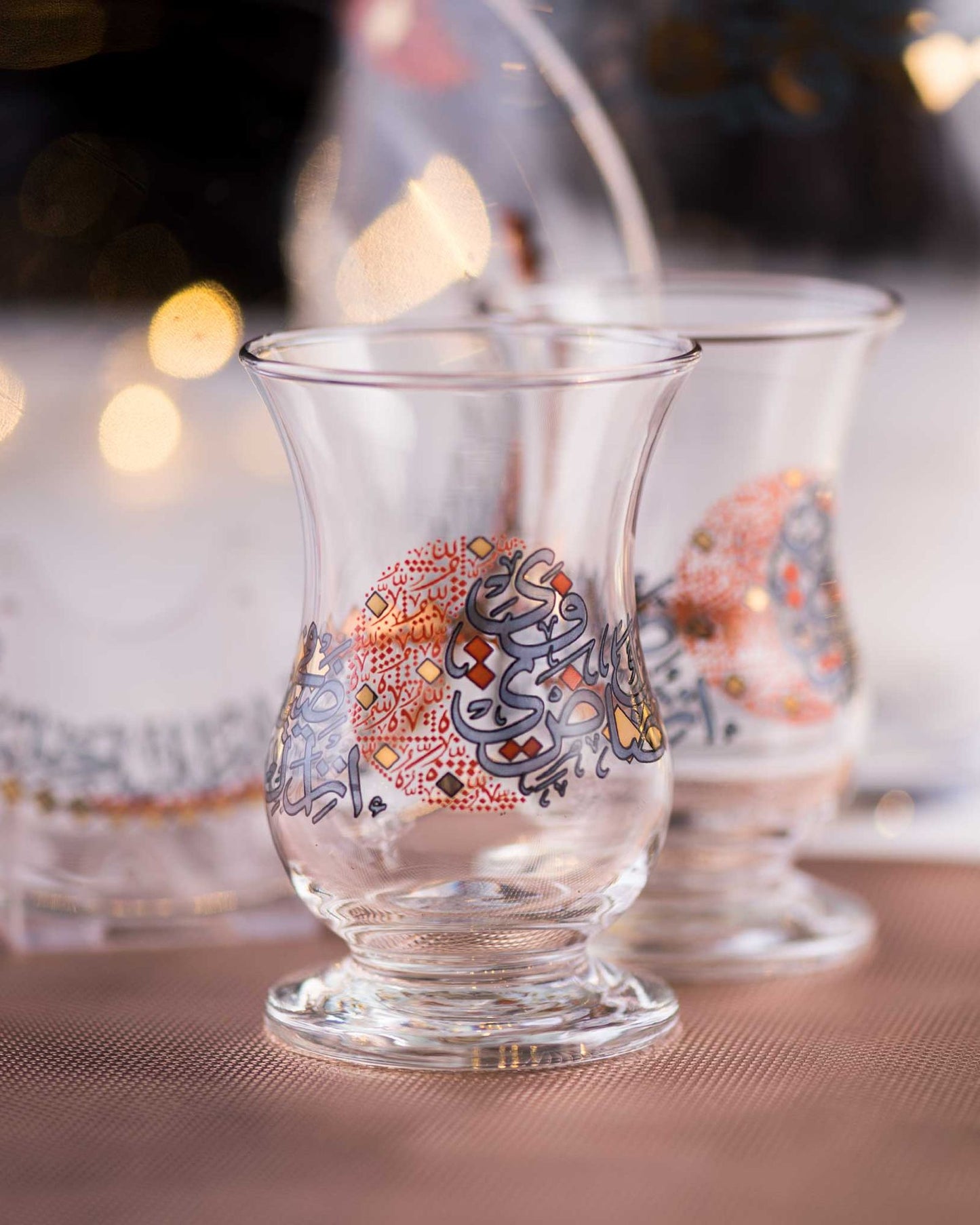 Dimlaj Seraj Tea Istikanas 6Pc Gold & Orange