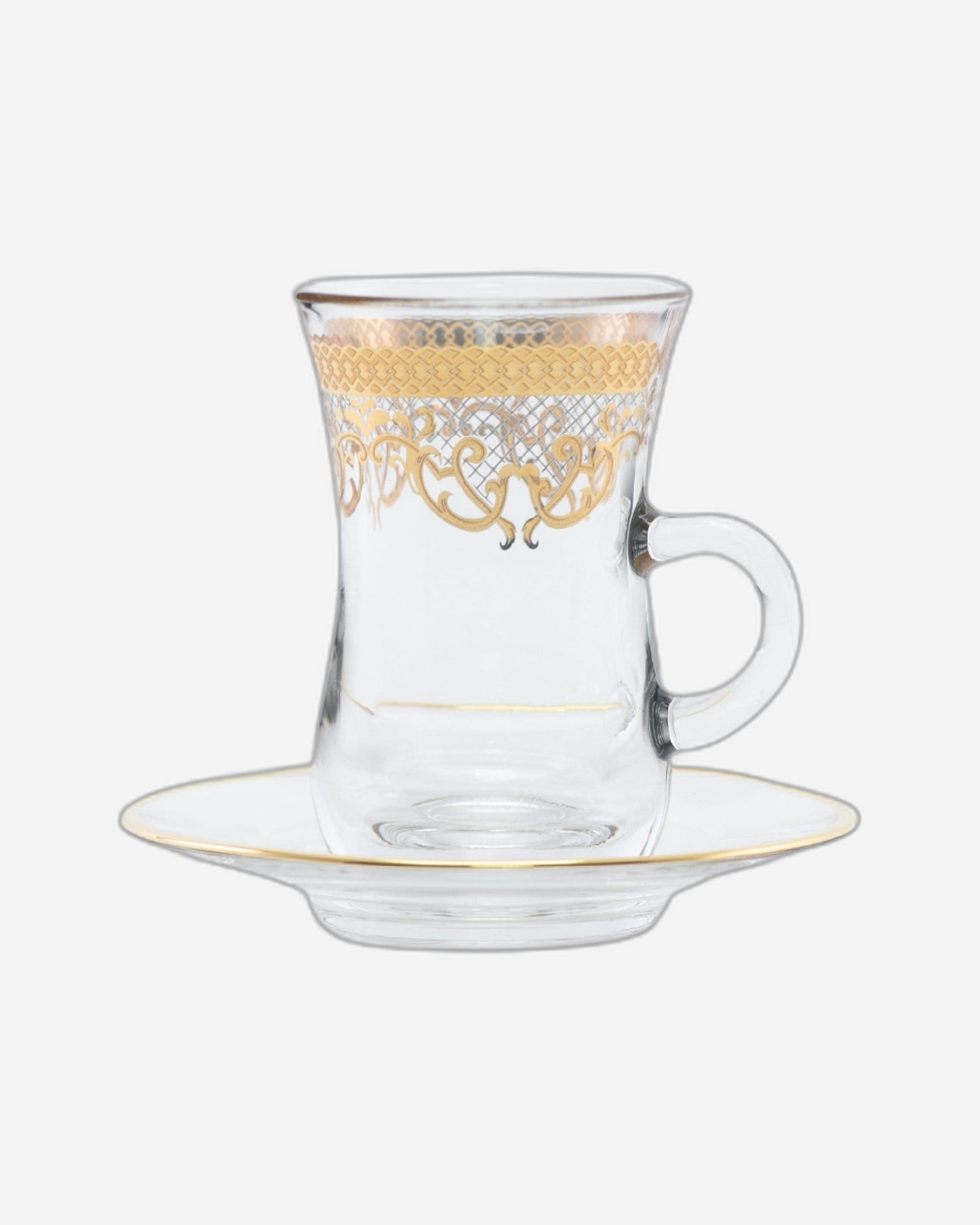 Dimlaj Trina Istikanas & Saucers 6Pc Gold