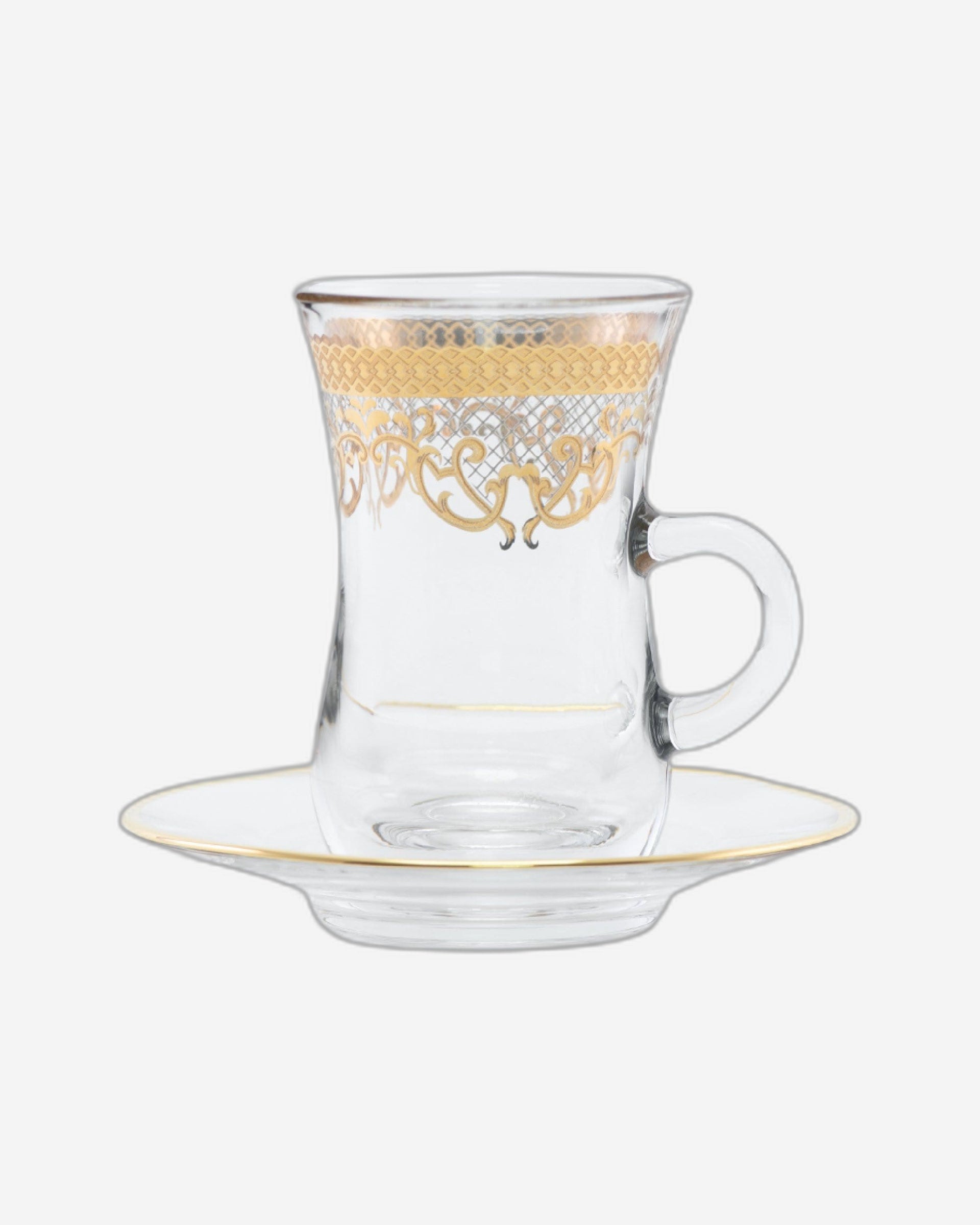 Dimlaj Trina Set of 6 Pcs Istikanas and Saucers (Gold)
