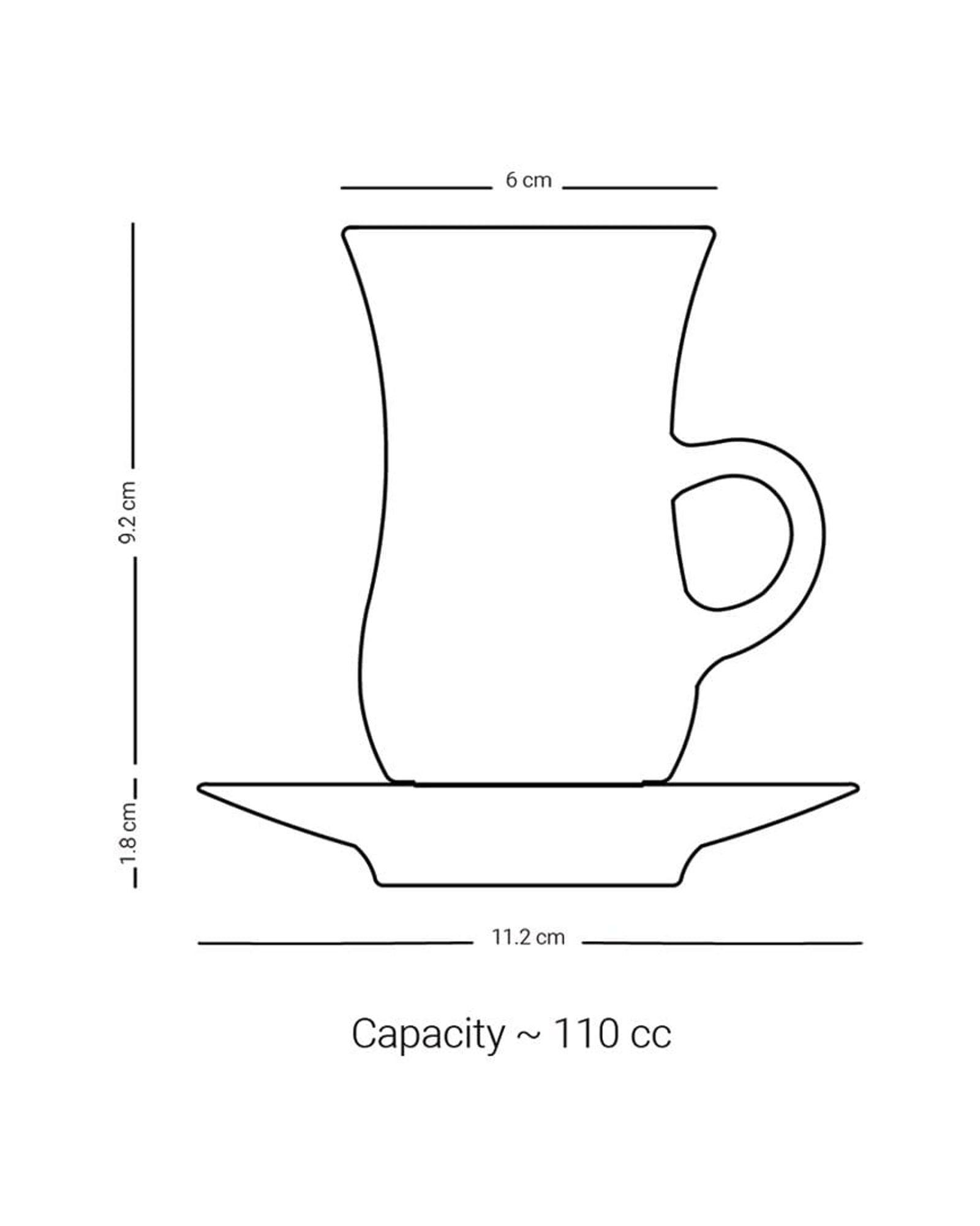 Dimlaj Trina Set of 6 Pcs Istikanas and Saucers (Gold)