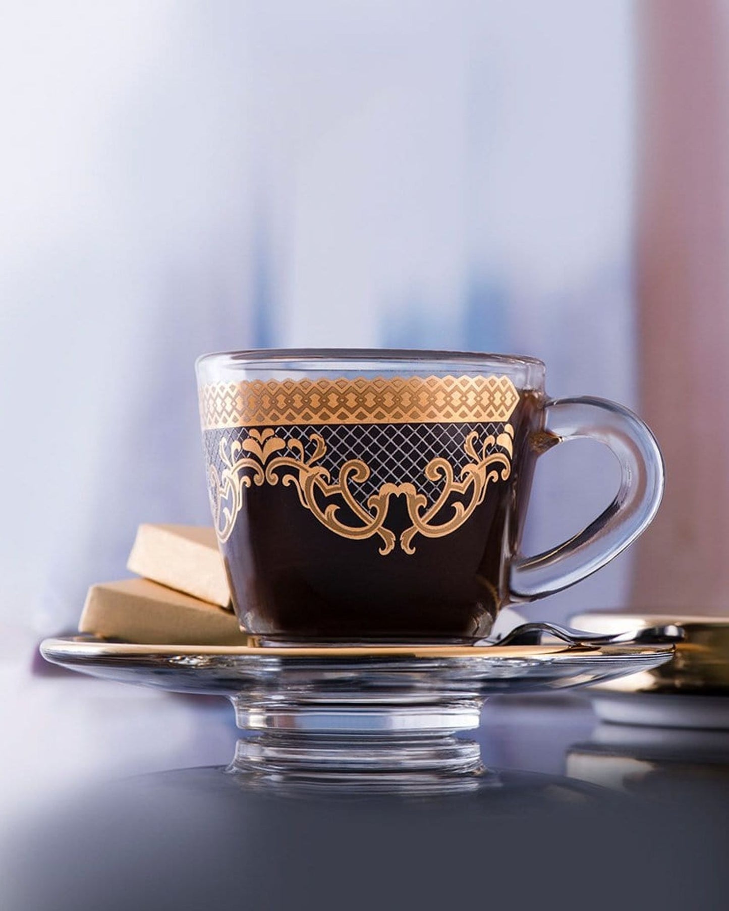 Dimlaj Trina Coffee Cups & Saucers 6Pc Gold