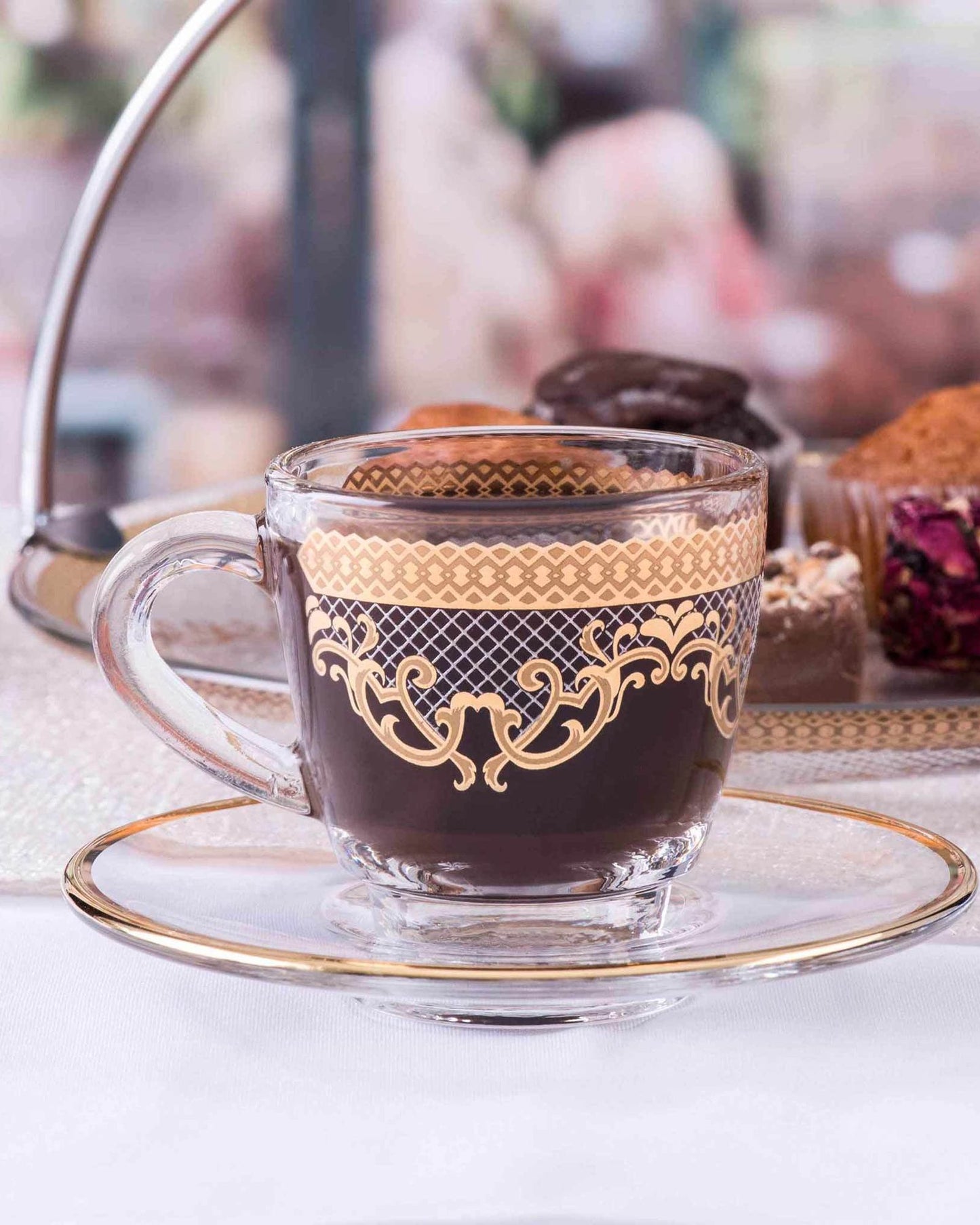 Dimlaj Trina Coffee Cups & Saucers 6Pc Gold