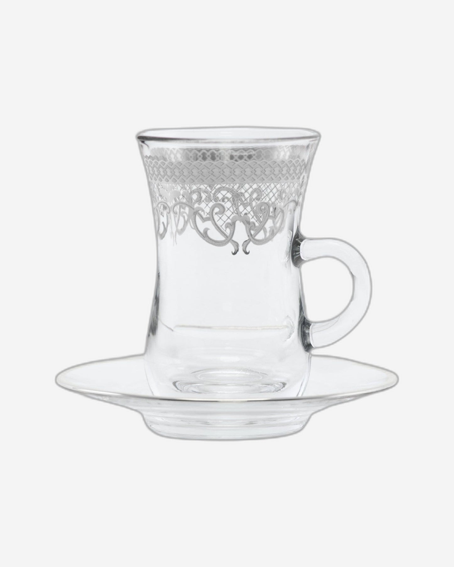Dimlaj Trina Istikanas & Saucers 6Pc Platinum