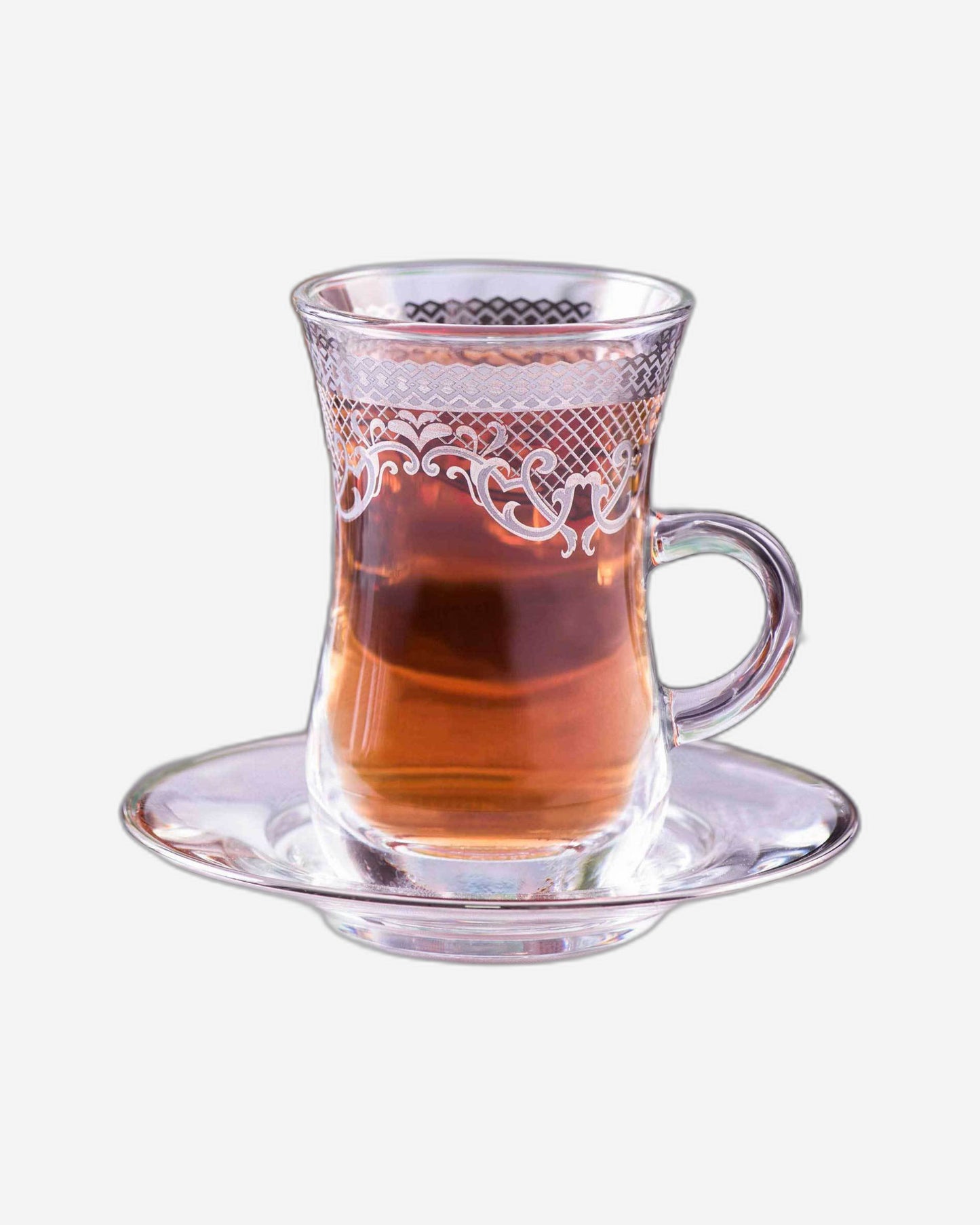 Dimlaj Trina Istikanas & Saucers 6Pc Platinum