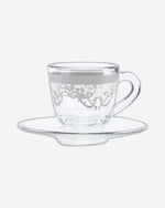 Dimlaj Trina Set of 6 Pcs Coffee Cups and Saucers (Platinum)