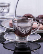 Dimlaj Trina Set of 6 Pcs Coffee Cups and Saucers (Platinum)