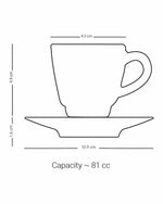 Dimlaj Trina Set of 6 Pcs Coffee Cups and Saucers (Platinum)