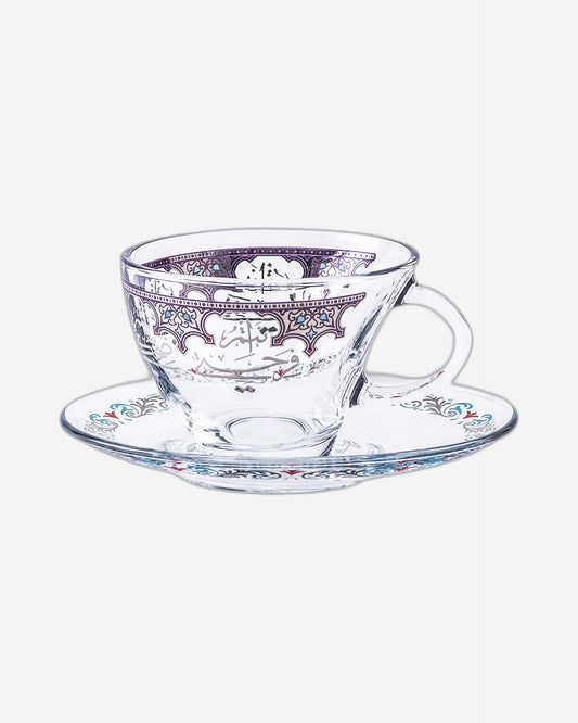 Dimlaj Suroor Set of 6 Pcs Tea Cups and Saucers (Platinum)