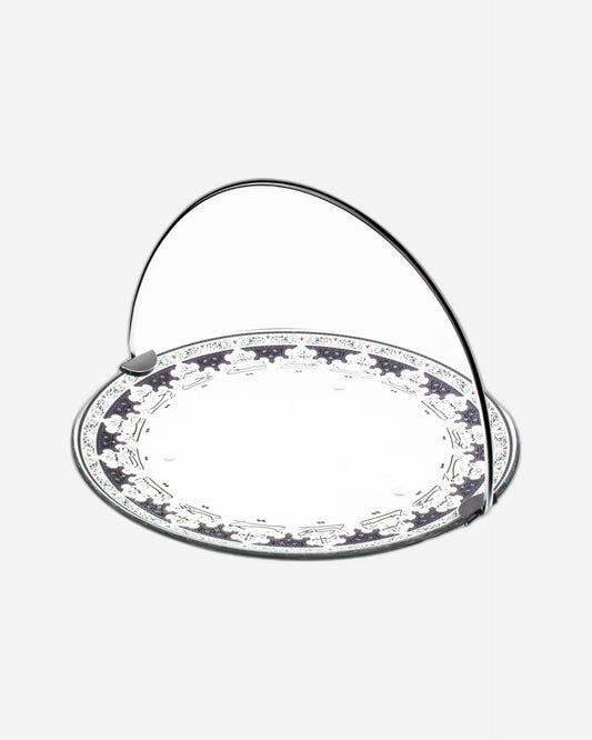 Dimlaj Suroor Large Serving Tray with Handle (Platinum)
