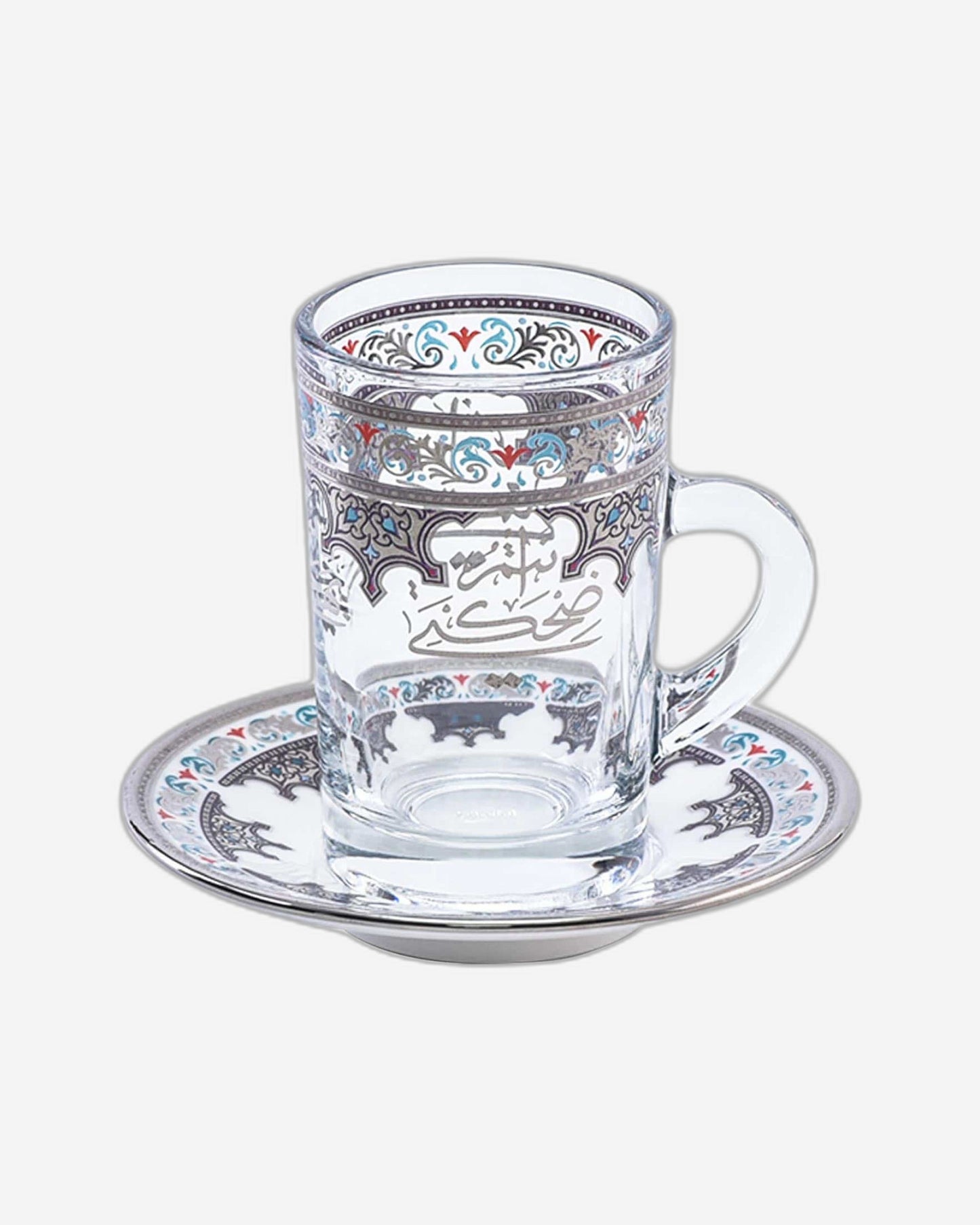 Dimlaj Suroor Tea Cups & Saucers 6Pc Platinum
