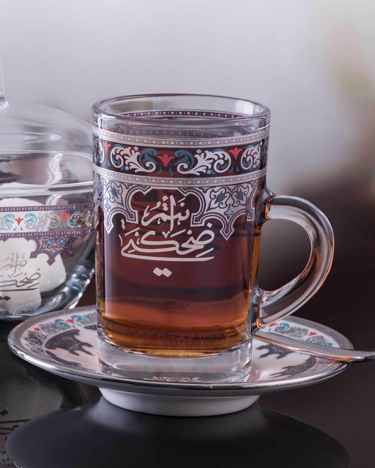 Dimlaj Suroor Tea Cups & Saucers 6Pc Platinum