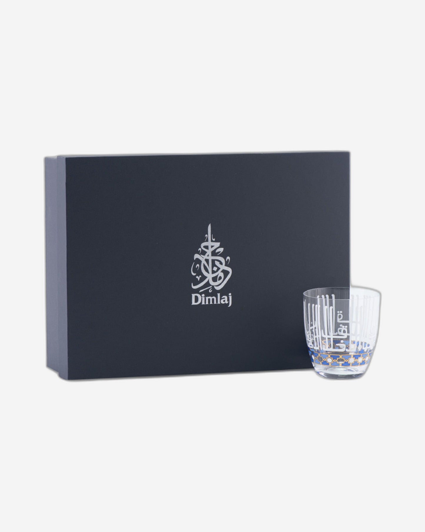 Dimlaj Asala Short Tumblers 6Pc Gold & Blue