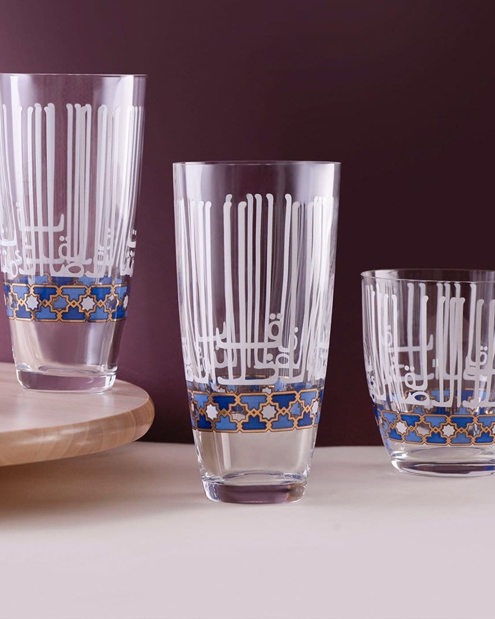 Dimlaj Asala Set of 6 Tumblers (Gold & Blue)