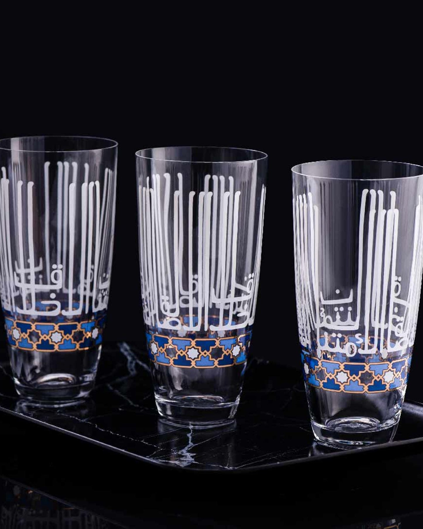 Dimlaj Asala Tumblers 6Pc Gold & Blue
