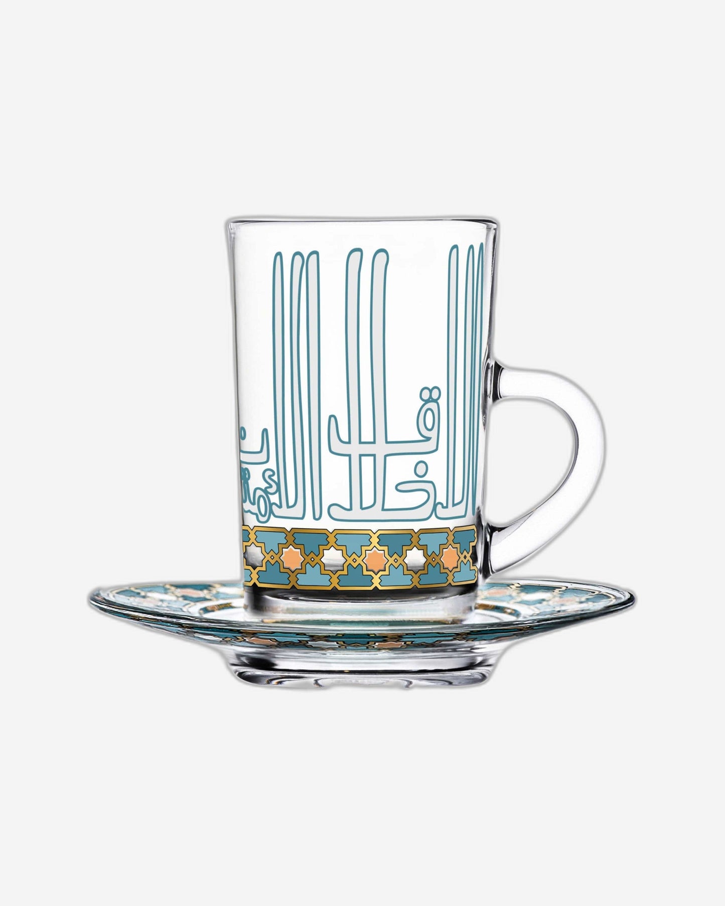 Dimlaj Asala Tea Cups & Saucers 6Pc Gold & Green