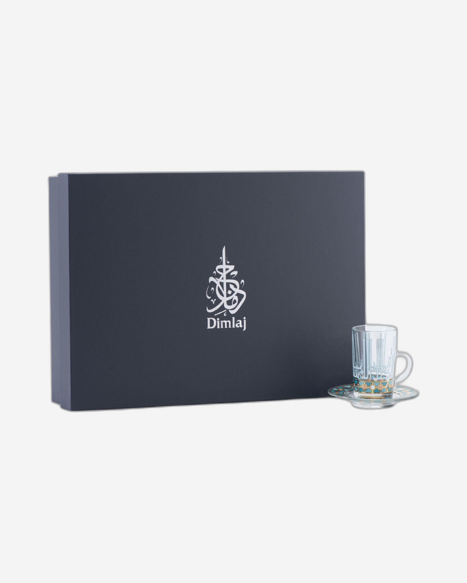 Dimlaj Asala Set of 6 Pcs Tea Cups and Saucers (Gold & Green)