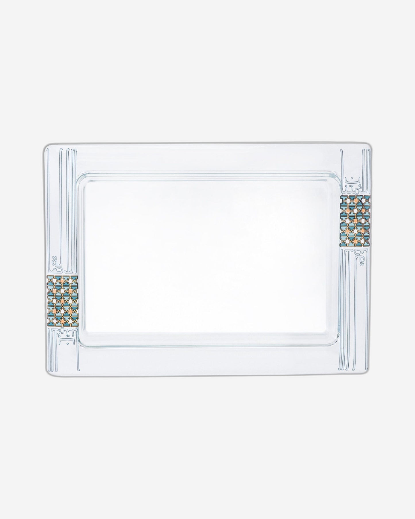 Dimlaj Asala Serving Plate Rectangular Large Gold & Green